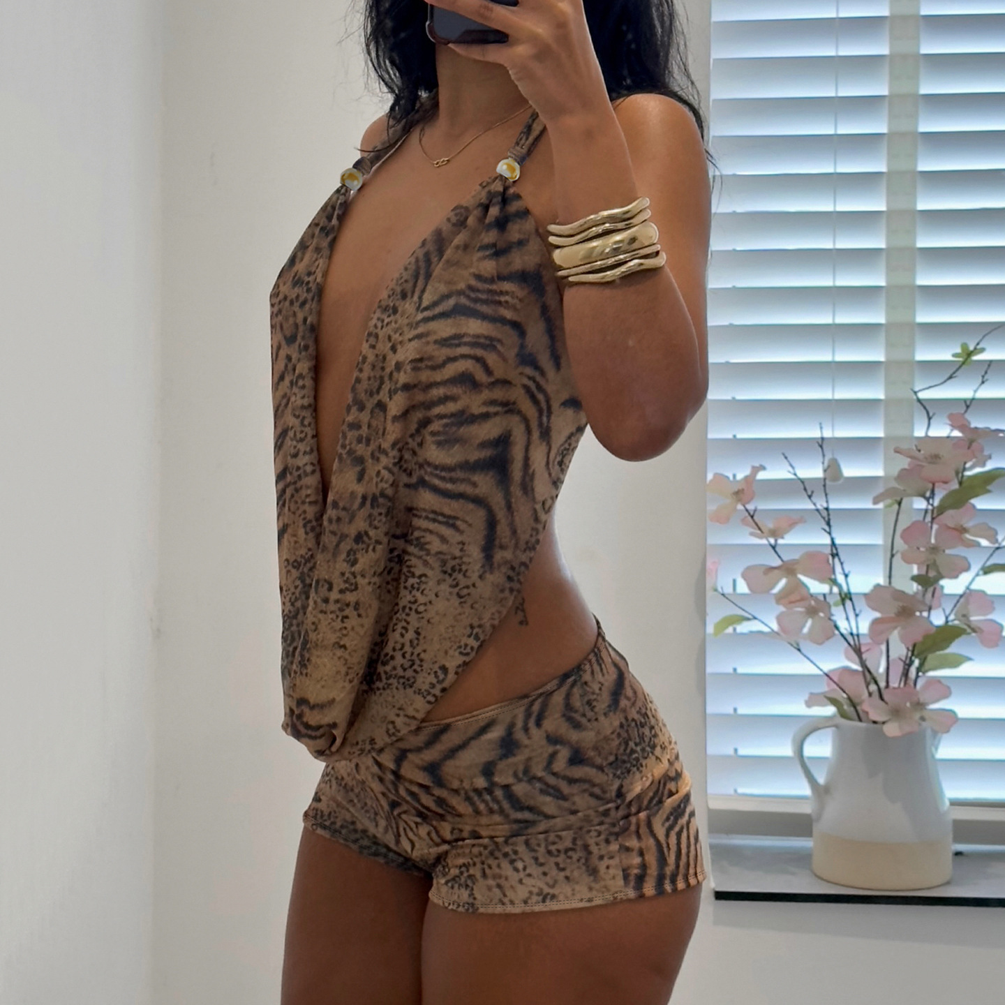 Summer Clothing Model - Dames Leopard Print 2-delige Set Outfit