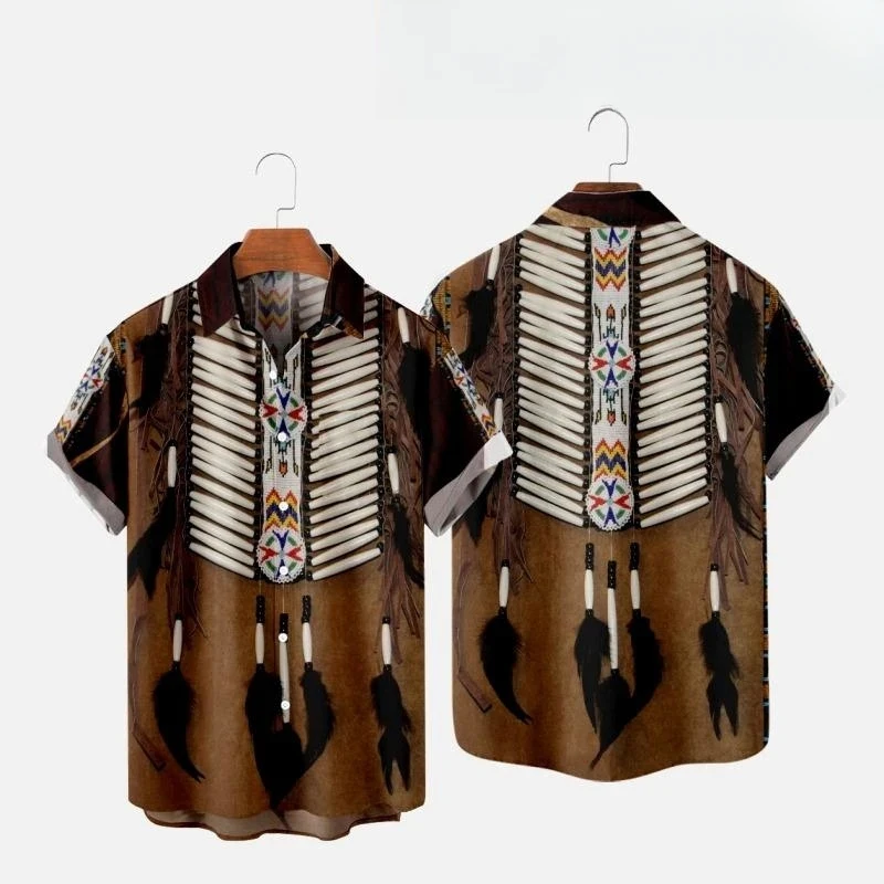 Indian Summer Vintage Clothing - Indiase etnische stijl 3D print strandoverhemden